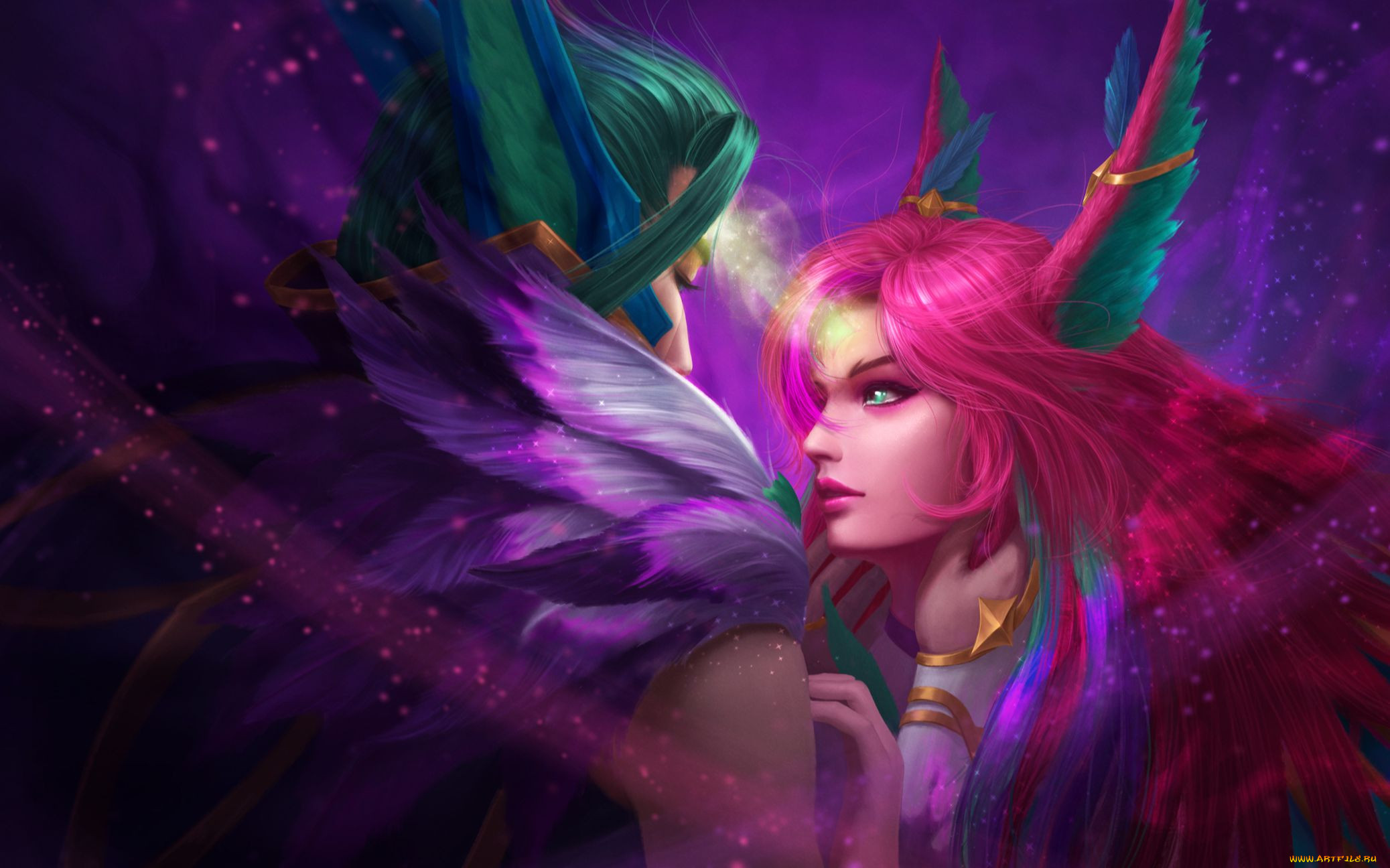  , league of legends, rakan, xayah, 